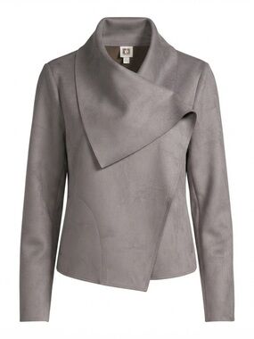 Anne Klein Women's Asymmetric Gray Faux Suede Blazer Jacket  Size S